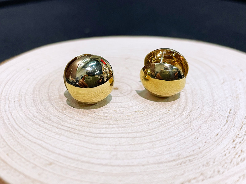 18K黄金真金耳环耳圈男女款耳饰简约圆球球耳包定制珠宝首饰