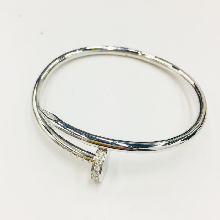 唐秋定制18k白金黄金群镶真钻石钉子手镯男女款手链珠宝手饰