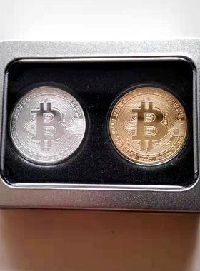 24K 真金 Bitcoin 金币BTC外币美元世界钱币 比特盒装纪念币硬币