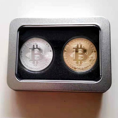 Bitcoin 金币BTC外币美元世界钱币 比特盒装纪念币真硬币镀金