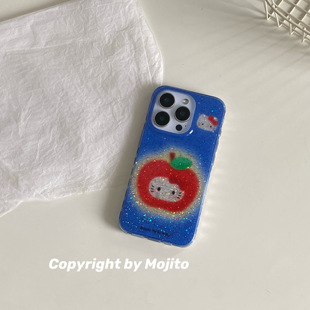 MOJITO|ins小众可爱少女闪粉红苹果KT猫咪15适用16pro苹果16ProMax手机壳iPhone13全包14韩系14Promax保护套