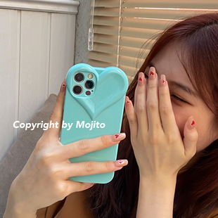 MOJITO|立体爱心镜头糖果色手机壳适用苹果17pro Max/14/13/12硅胶软壳16pro Max女/11保护套/XR简约纯色