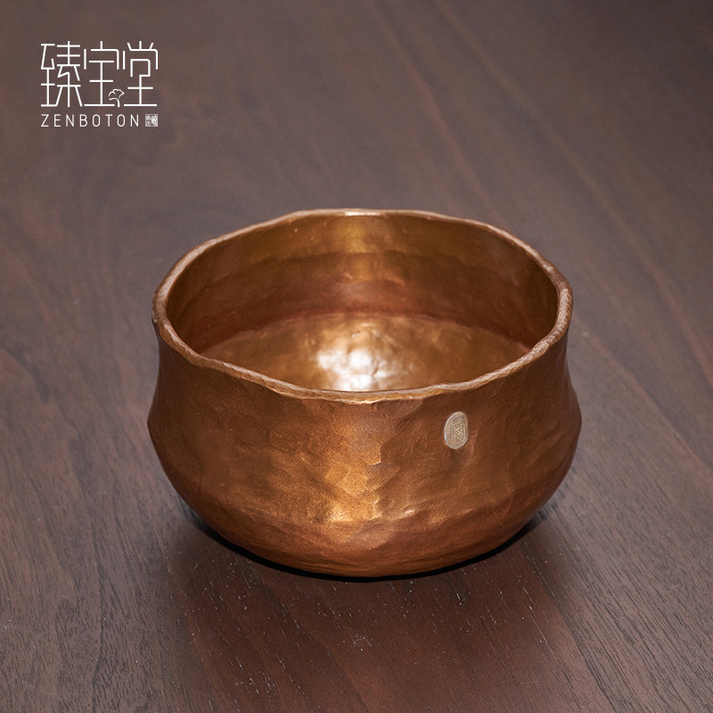 臻宝堂铜建水茶渣桶纯手工锤纹空相茶钵加厚茶洗功夫茶具茶道配件