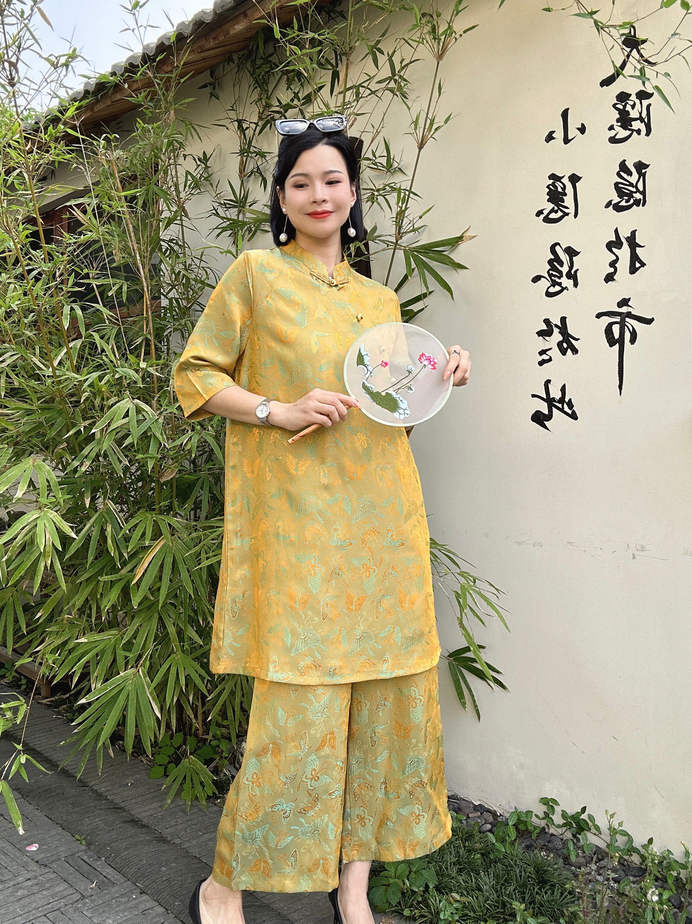 新中式两件套宽松短袖禅意上衣