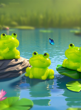 微景观盆景多肉鱼缸园艺装饰迷你可爱小青蛙小摆件工位桌面治愈系