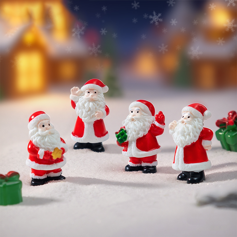 微缩圣诞节老人摆件雪地造景diy装饰品配件桌面工位治愈系小物件