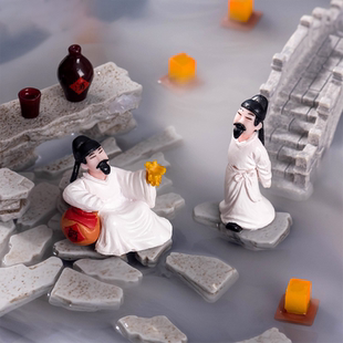 微景观微缩仿真古人李白喝酒人物手办小摆件 鱼缸盆景造景DIY配件