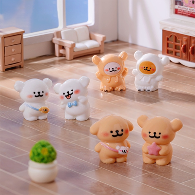 可爱睡衣白小狗迷你小摆件桌面装饰品创意礼物小奖品送朋友儿童