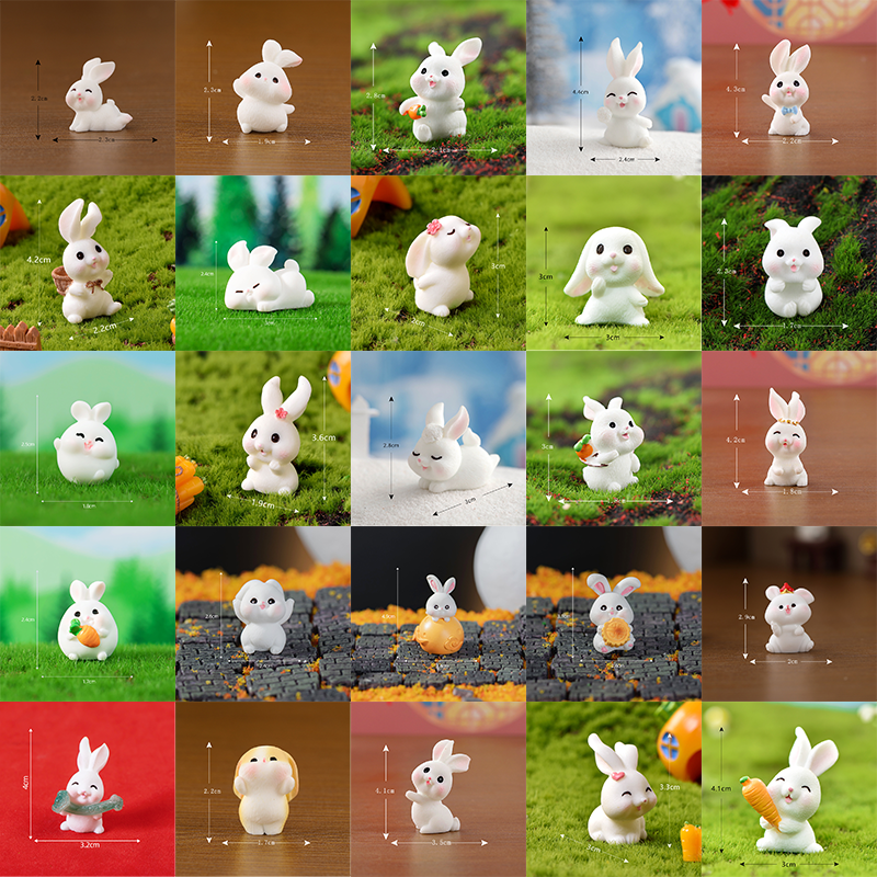 微缩微景观小白兔子公仔摆件蛋糕桌面可爱装饰礼物幼儿园儿童奖品