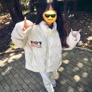 2023秋冬季新款国潮美式字母印花情侣爆款棉服外套男女ins上衣服