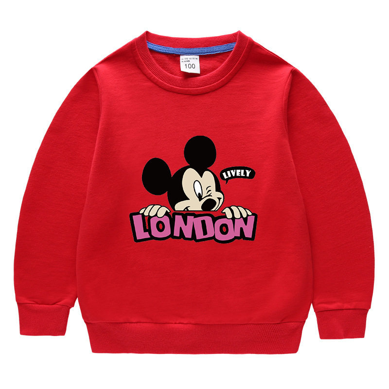 儿童卫衣长袖宝宝米老鼠米奇衣服卡通童装男女童红色上衣薄款春装