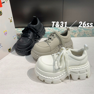 重工设计款 T31女鞋 厚底9cm松糕乐福鞋 新款 潮牌小个子穿搭 2026春季