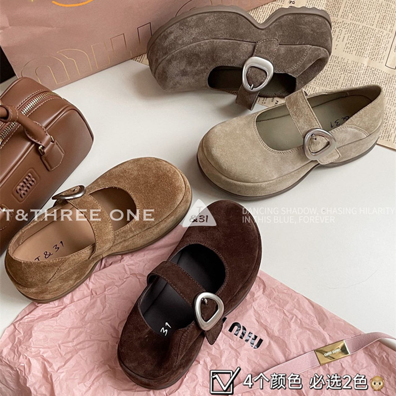 T31女鞋2026春季新款厚底玛丽珍鞋磨砂皮勃肯鞋踩跟懒人百搭超乖,女鞋,勃肯鞋/软木鞋,淘宝优惠券,粉丝福利购,淘宝优惠卷