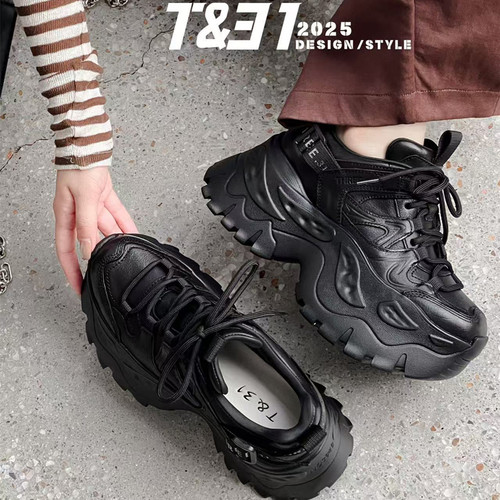 T31女鞋新款织带厚底超轻老爹鞋