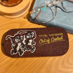 出口原单眼镜盒收纳盒两只松鼠奇奇蒂蒂高档羊绒布刺绣ins包邮