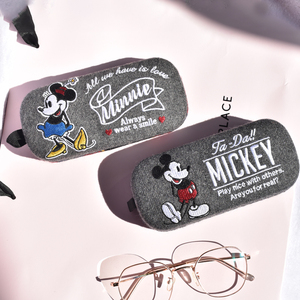 出口原单眼镜盒小白鞋米奇羊绒布刺绣ins少女防压包邮