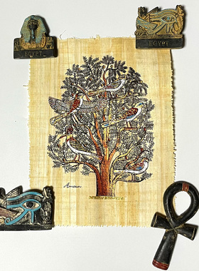 埃及生命之树美好寓意树皮纸莎草画沙草画草纸画埃及壁画纪念礼物