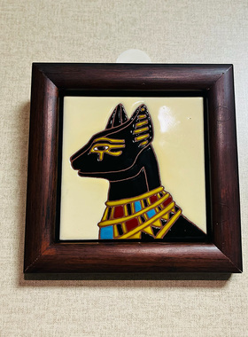 埃及陶瓷画摆件 生命之钥猫神贝斯特 埃及手绘伴手礼特色纪念品