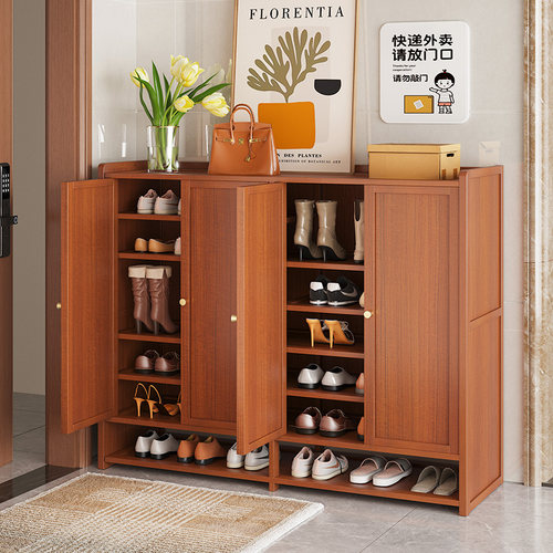 鞋架子家用门口多层室内好看鞋柜2025新款收纳柜一体靠墙竹木耐用
