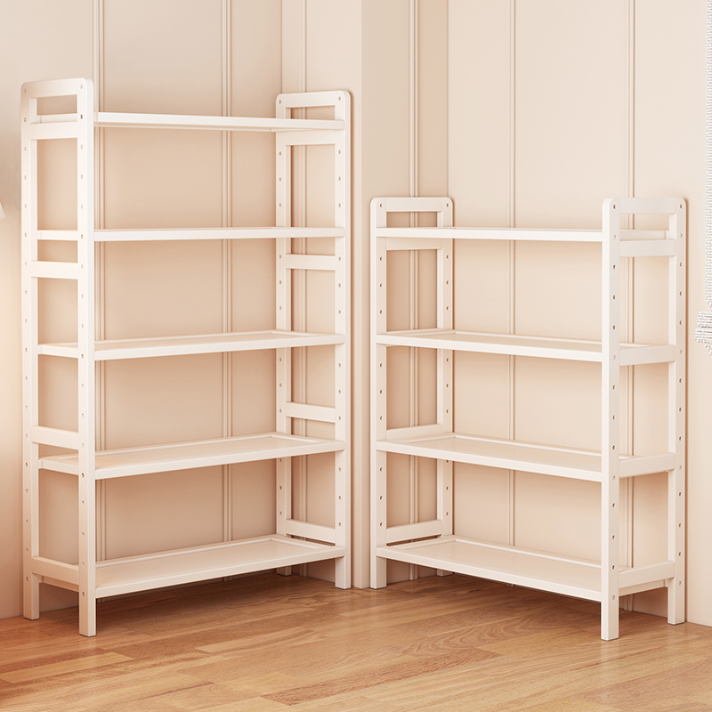 简约白色多层置物架家用客厅书架落地简易收纳架小户型陈列架