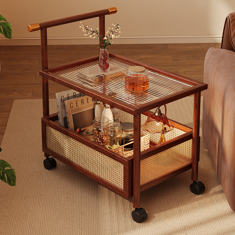 中古小推车零食置物架客厅落地可移动带轮简易收纳层架子杂物收纳