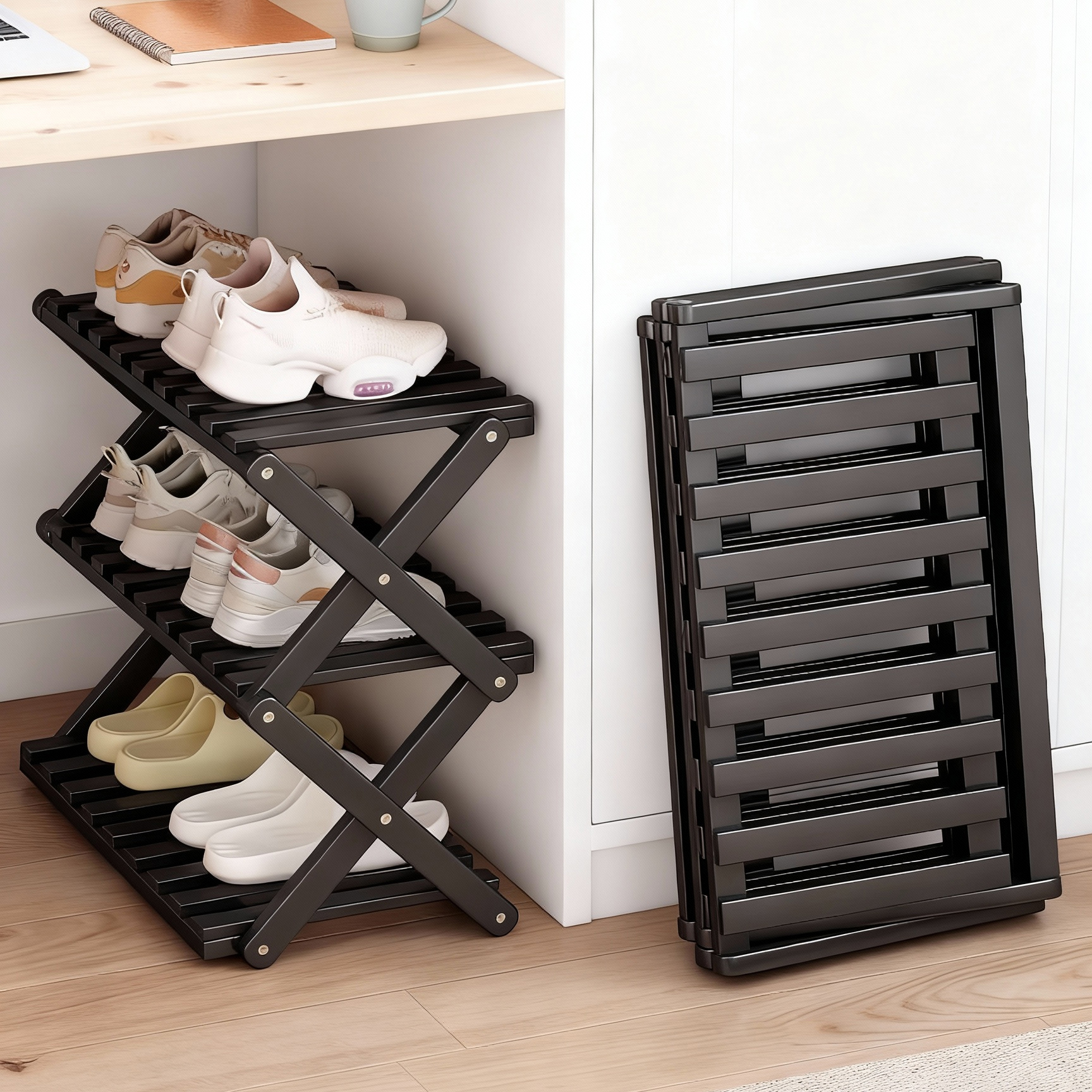 宿舍鞋架小型可折叠学生桌下多层收纳神器结实耐用置物架简易鞋柜