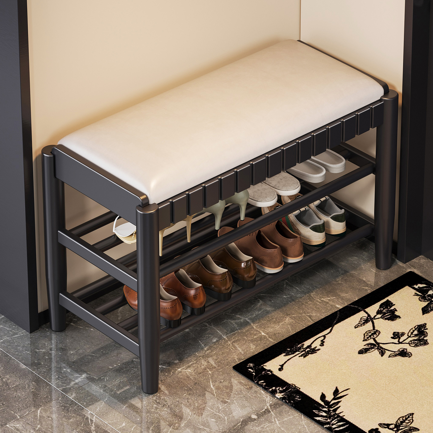 【新品秒杀】实木音阶穿鞋凳子