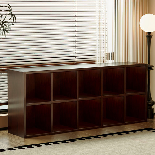 实木格子架多层组合书柜