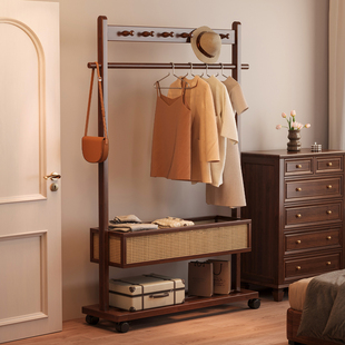 中古衣架落地家用挂衣架卧室衣帽架室内挂衣服架子木质简易晾衣架