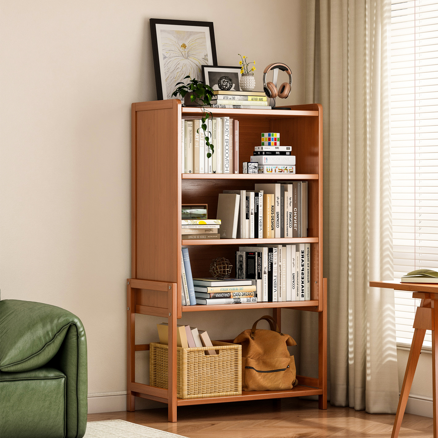 书架落地置物架客厅卧室书柜转角收纳架书桌旁边架子电视机边柜子