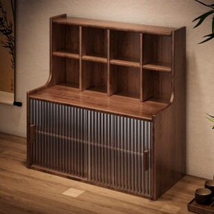 实木桌面茶室置物柜中式博古架多层茶杯茶叶收纳架茶具展示格子架