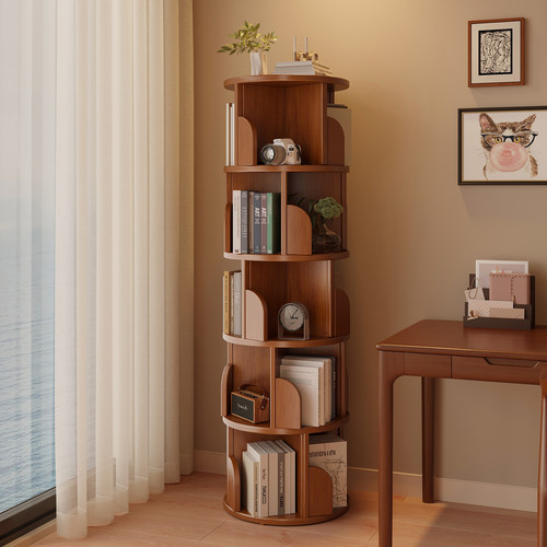 360度旋转书架落地家用客厅儿童学生转角书柜书桌收纳储物置物架