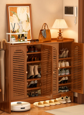 鞋架家用门口多层室内一体靠墙入户门收纳神器楼道玄关楠竹鞋柜子