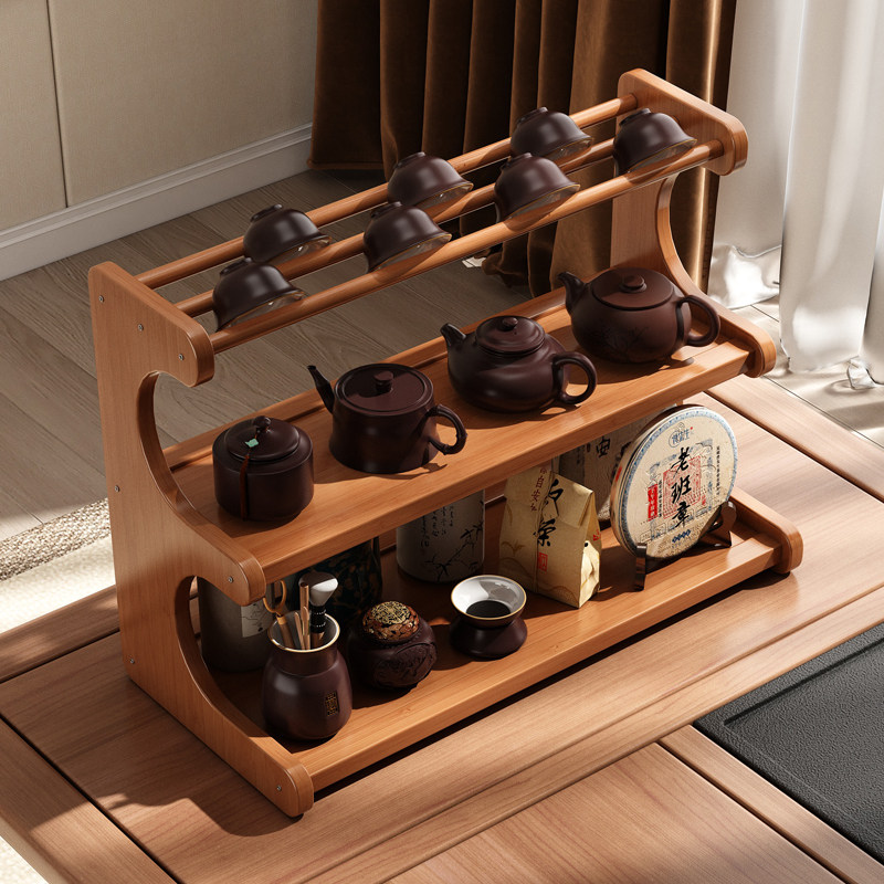 桌面小型博古架中式茶室茶桌茶杯架子置物架紫砂壶茶台收纳展示架