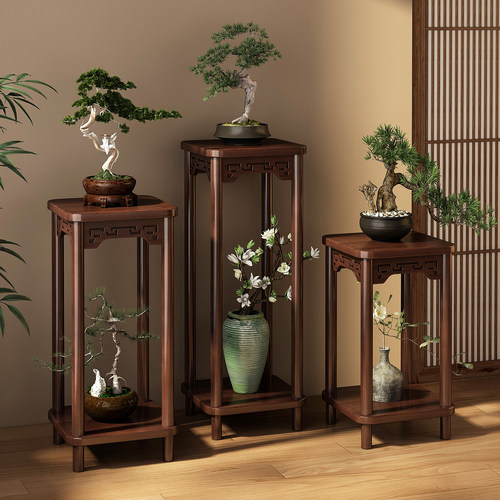 中式实木花架子客厅落地式置物架2025新款花台室内多层植物花盆架