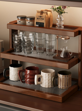 桌面杯架亚克力中古置物架多层餐桌台面杯架子咖啡店转角收纳展示