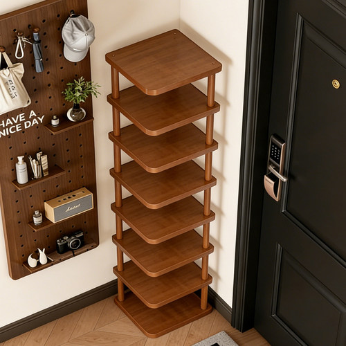 实木鞋架子家用门口多层小窄收纳