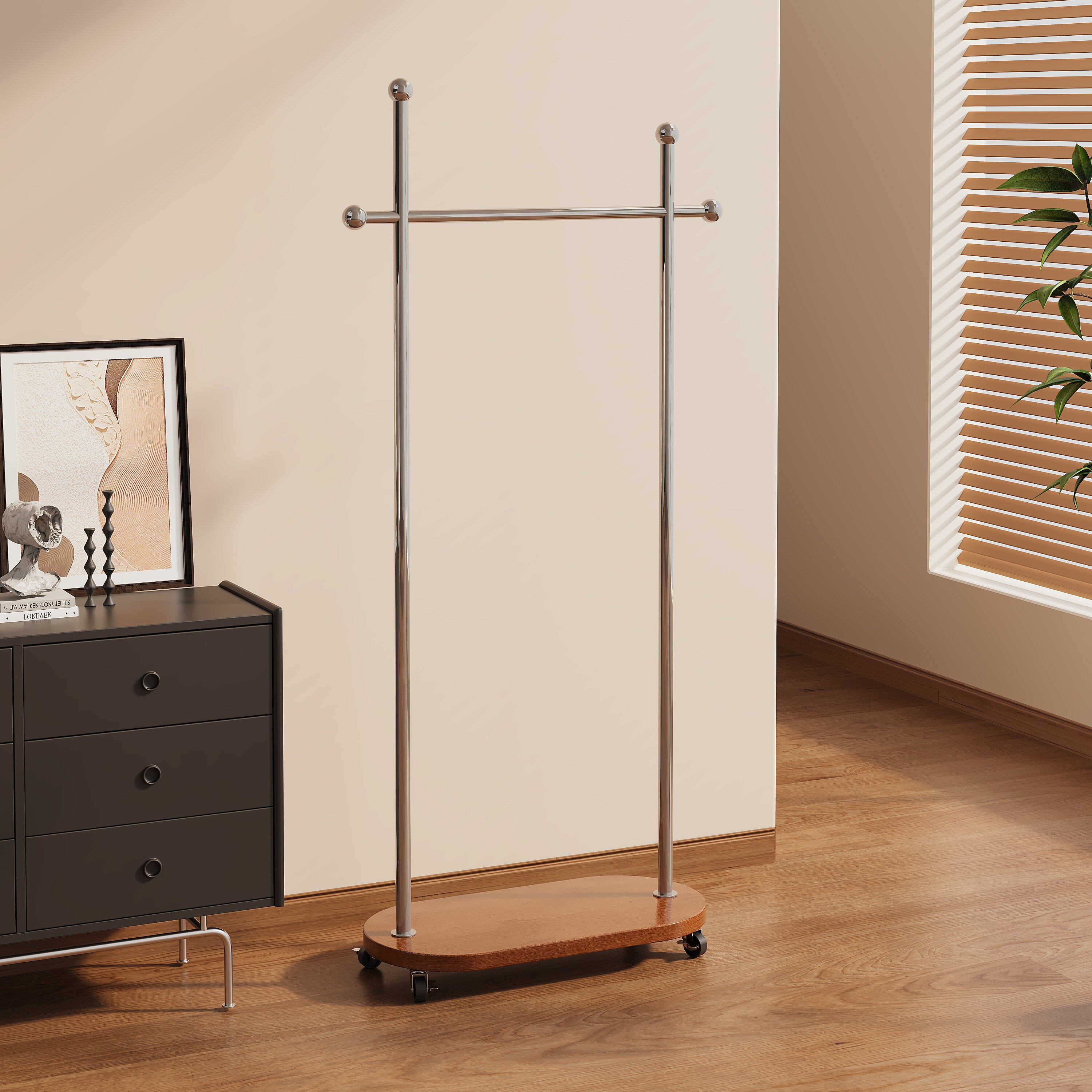 金属挂衣架落地卧室2025新款移动次净衣帽架家用不占地挂衣服架子