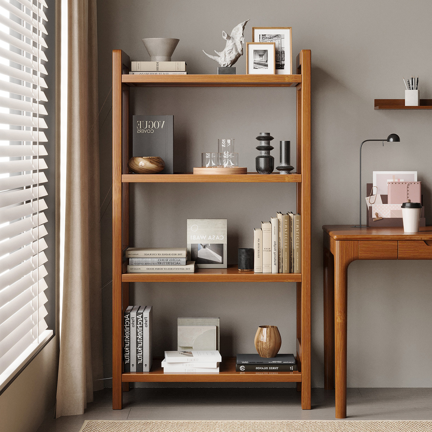 书桌边小书架侧边柜收纳架2026新款简易靠墙学生书本落地置物架,住宅家具,书架,淘宝优惠券,粉丝福利购,淘宝优惠卷