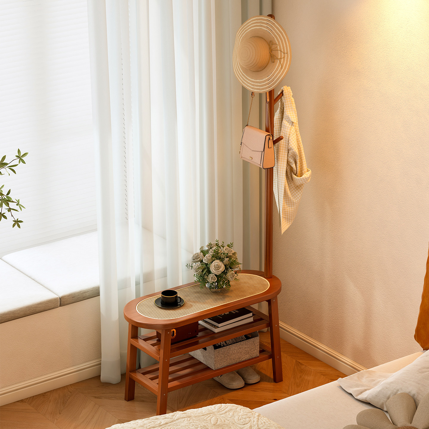 挂衣架落地式衣帽架卧室衣服置物架家用转角立式晾衣架子不占空间