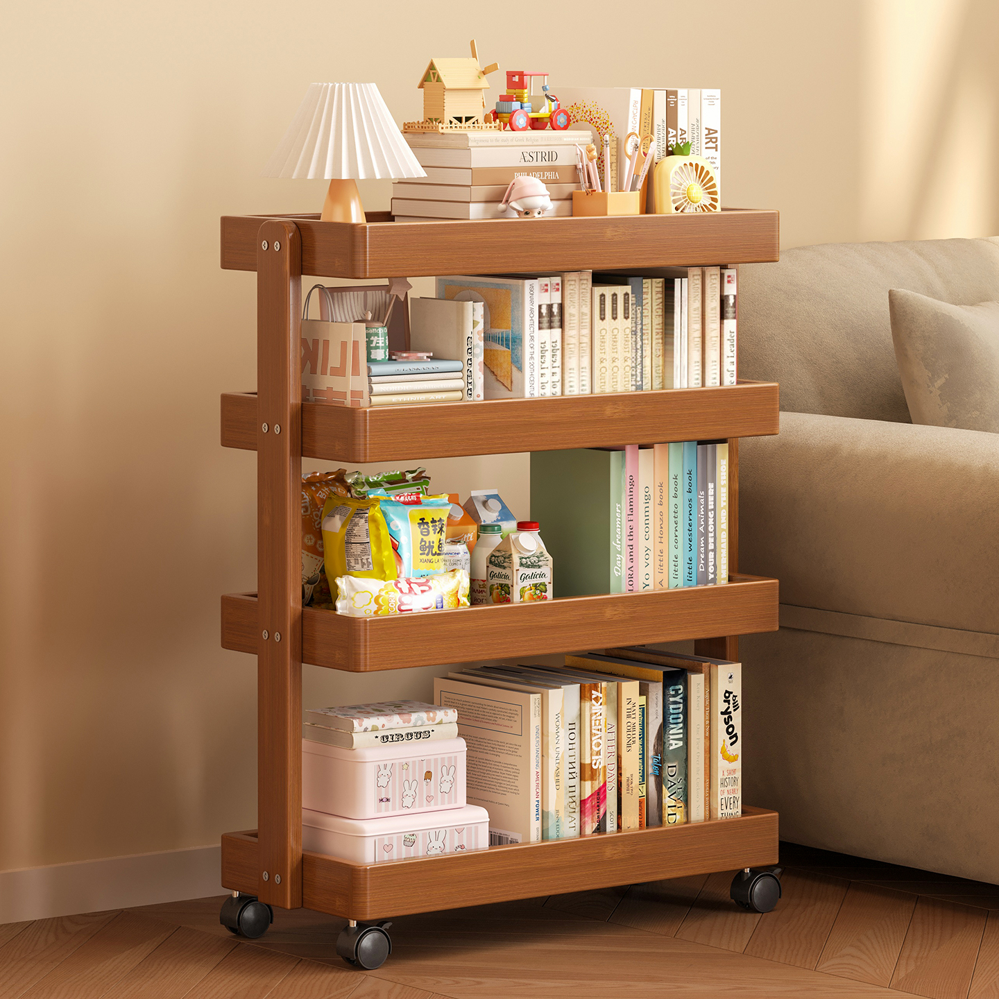 中古小推车零食收纳架餐厅客厅可移动茶几沙发侧边置物架家用桌子