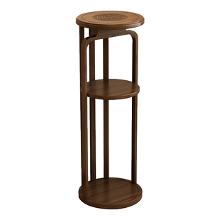 中式花台花架子客厅落地式实木圆形花台花瓶花盆架2024新款花托架