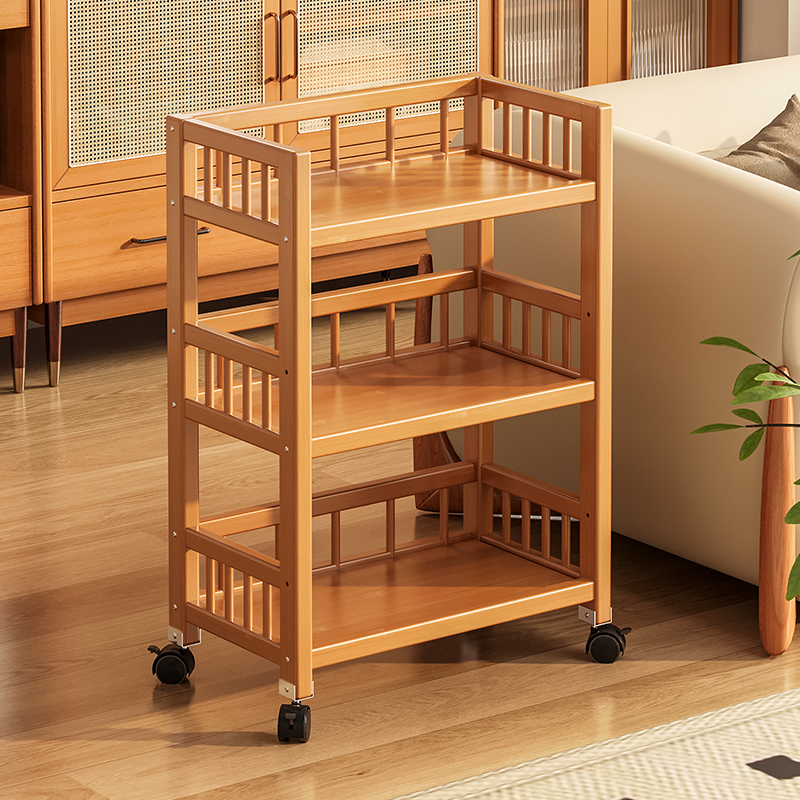 置物架落地式多层收纳客厅零食储物柜可移动小推车家用多功能架子