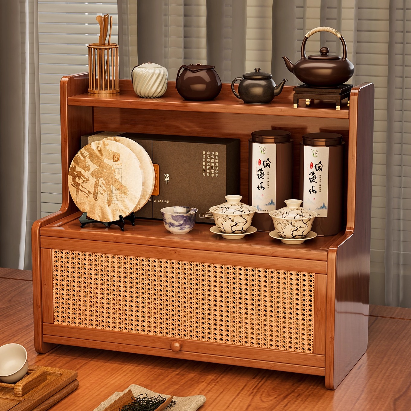 茶具置物架桌面小型博古架茶桌上茶壶收纳柜茶叶放置架茶杯展示架