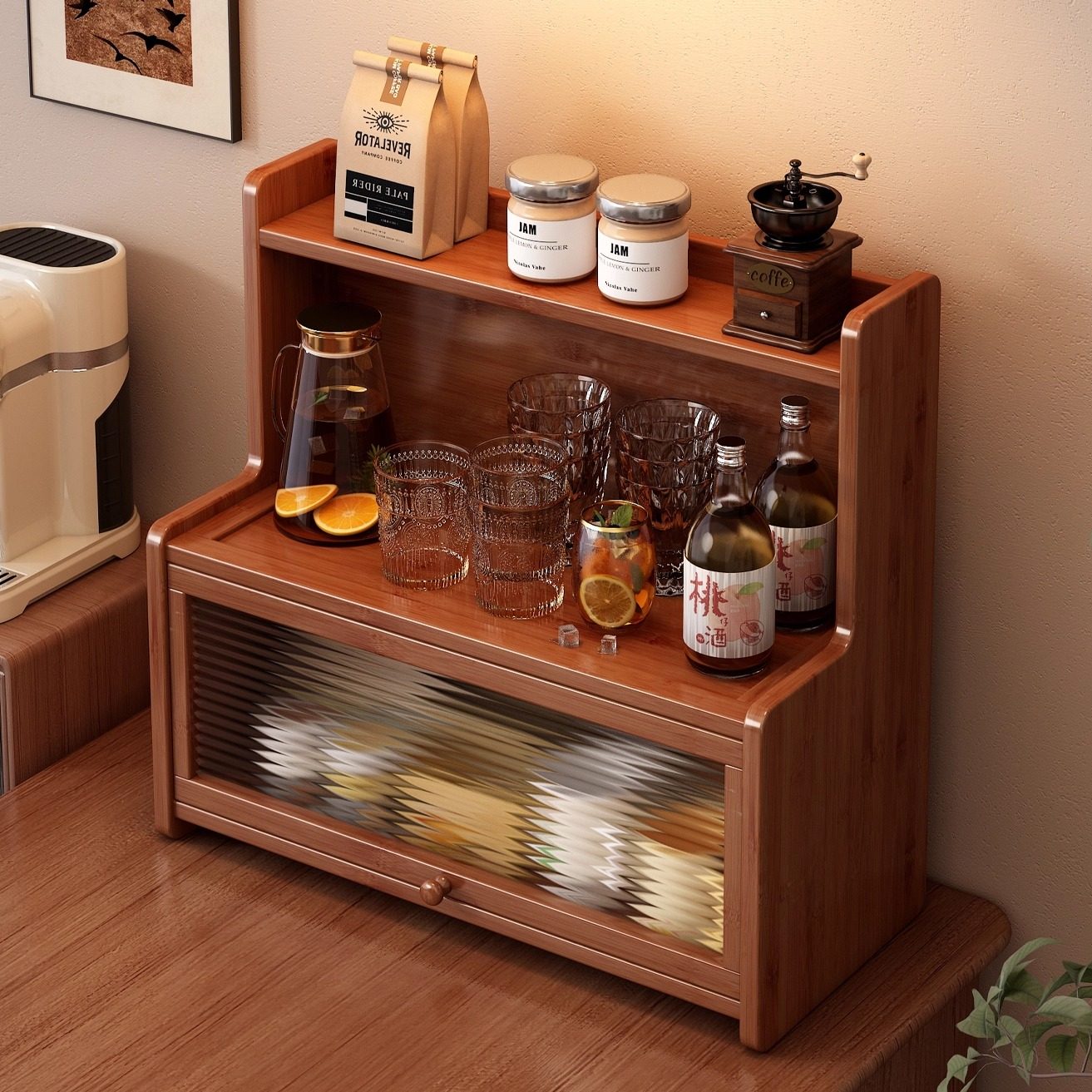 桌面杯架置物架多层杯子收纳餐桌台面水杯茶杯架子小型餐边柜防尘