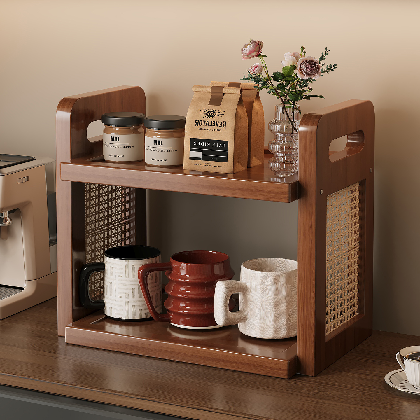 桌面置物架杯架餐桌台面杯子收纳架水杯咖啡杯茶杯具桌上放置架子