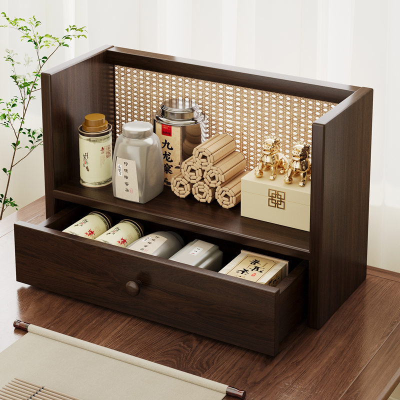 桌面博古架小型茶具置物架新中式古风茶桌上茶台茶杯架子茶壶摆放