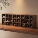 实木桌面置物架多宝格挂壁式 茶杯架现代简约收纳茶具架 博古架中式