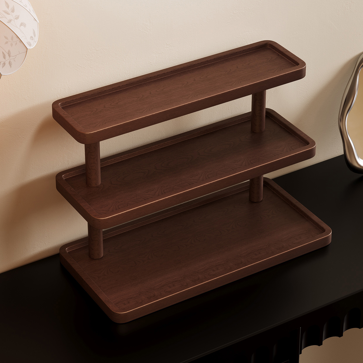 桌面实木置物架收纳放置小架子