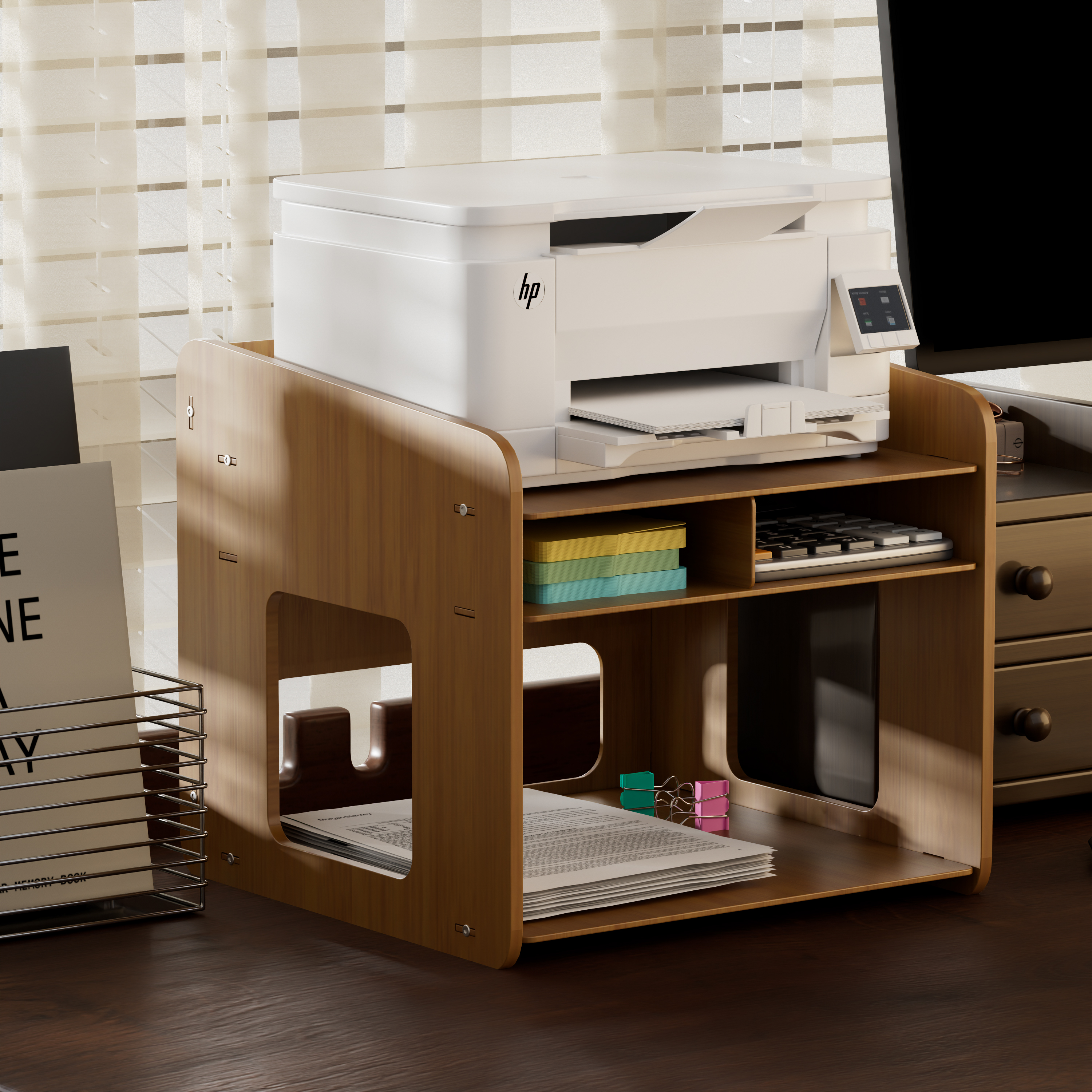 桌面打印机多功能双层收纳整理架